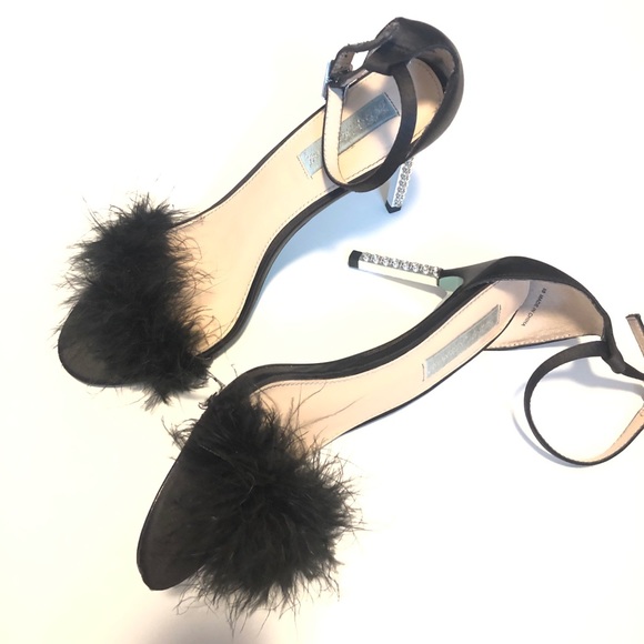 Betsey Johnson Shoes - Betsey Johnson feather open toe silver heel